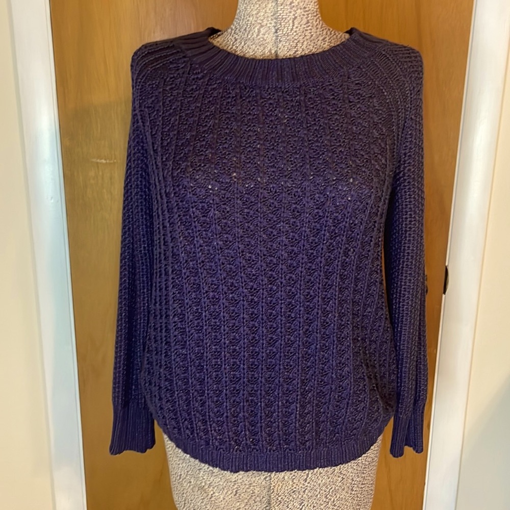 Calvin Klein Jeans Womens Medium Dark Plum Purple Chunky Crew Neck Sweater
